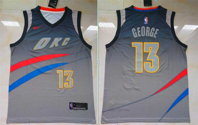 Nike Thunder 13 Paul George Gray City Edition Swingman Stitched NBA Jersey